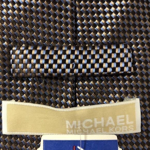 Michael Kors Blue Light/Dark Brown Silk Tie - Picture 3 of 4